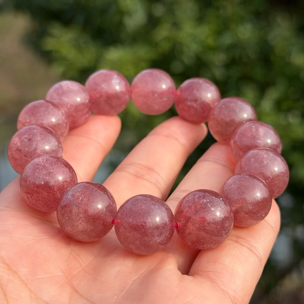 15.5mm stretchable‎ red strawberry quartz bracelet 1104